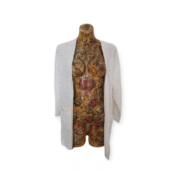 Qixing white cardigan small fuzzy long sleeve - Picture 1 of 4